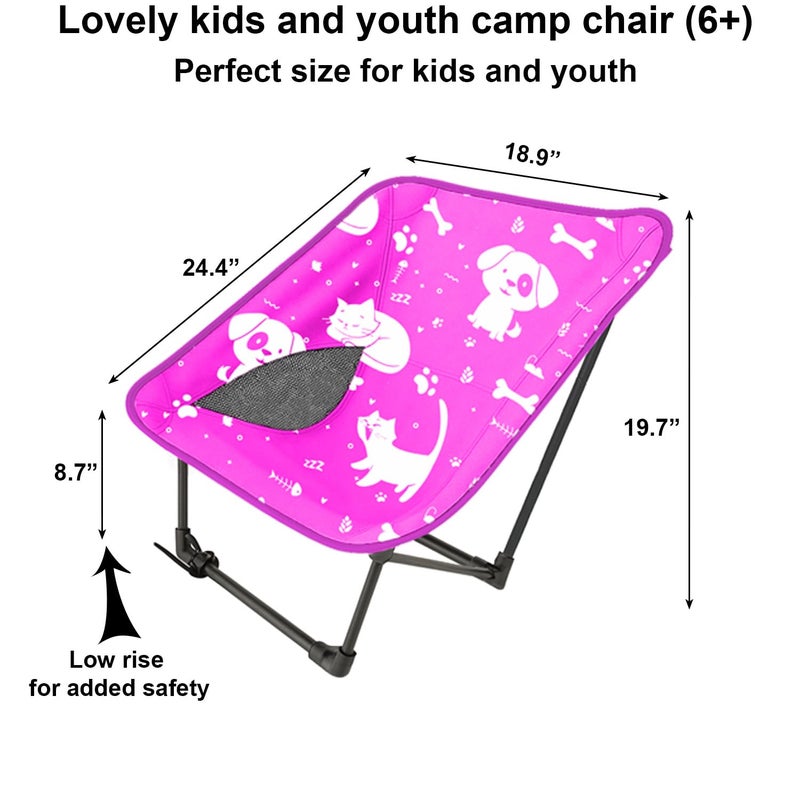 KidzAdventure Youth and Kids Camping Chair | Ultra Lightweight, Foldable and Heavy Duty | Ideal Indoor/Outdoor Kid Chair for Camping, Beach, Sports and Lawn (Pink) - Image 2