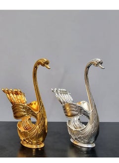 Spoon holder set in the shape of a swan with several spoons. A wonderful decorative touch (one piece)