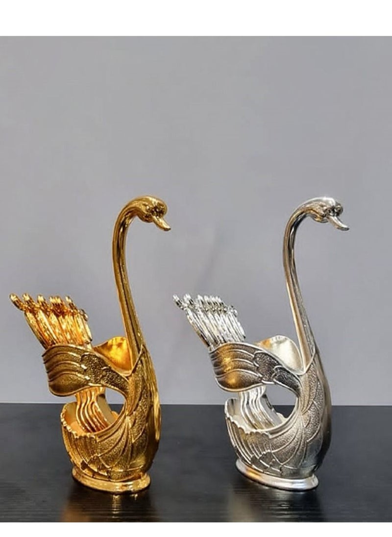 Generic - Spoon holder set in the shape of a swan with several spoons. A wonderful decorative touch (one piece) - Image 1