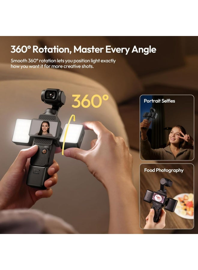 Ulanzi LM06 Dual Magnetic Fill Light for Xtra DJI Osmo Pocket 3/4, Magnetic LED Video Light with Adjustable Angle, 3 Brightness Levels for Photography & Content Creation - Image 3