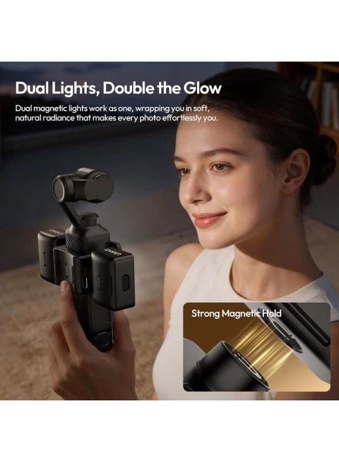 Ulanzi LM06 Dual Magnetic Fill Light for Xtra DJI Osmo Pocket 3/4, Magnetic LED Video Light with Adjustable Angle, 3 Brightness Levels for Photography & Content Creation - Image 2