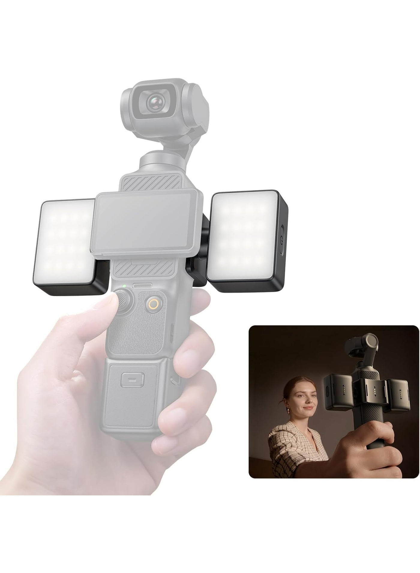 Ulanzi LM06 Dual Magnetic Fill Light for Xtra DJI Osmo Pocket 3/4, Magnetic LED Video Light with Adjustable Angle, 3 Brightness Levels for Photography & Content Creation