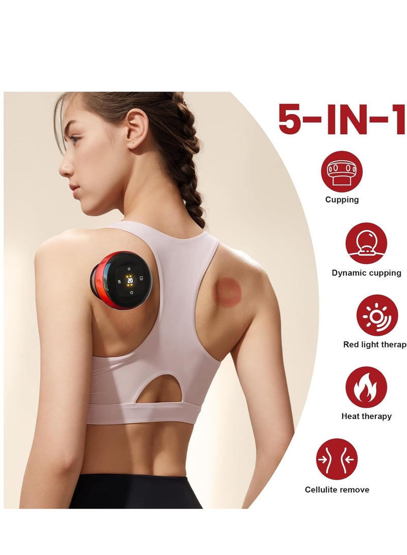 JAJEEK Smart Dynamic Cupping Therapy Set, 4-in-1 Cellulite Massager & Vacuum Therapy Machine, Gua Sha Massager Tool with 12 Temperature & Suction Levels, Red – Effective Cellulite Remover, Body Shaping & Relaxation - Image 2