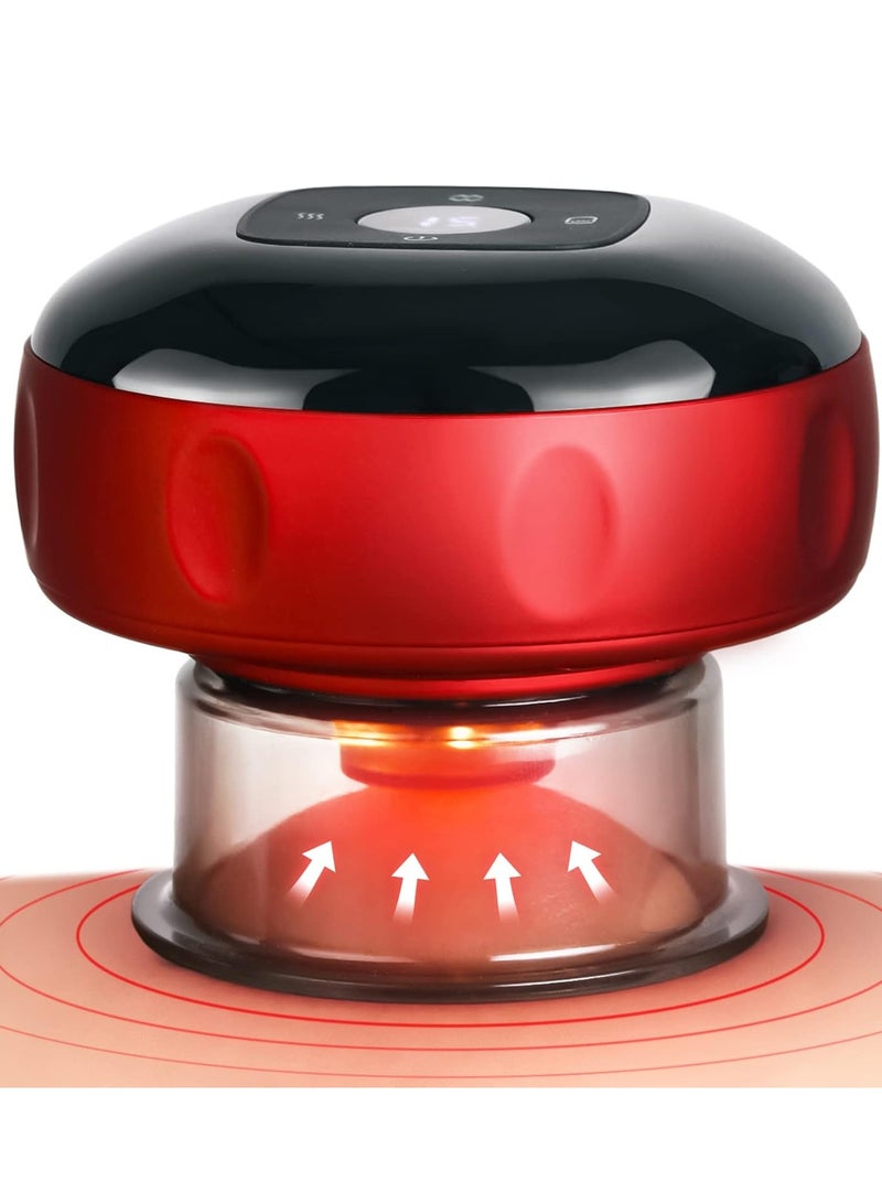 JAJEEK Smart Dynamic Cupping Therapy Set, 4-in-1 Cellulite Massager & Vacuum Therapy Machine, Gua Sha Massager Tool with 12 Temperature & Suction Levels, Red – Effective Cellulite Remover, Body Shaping & Relaxation - Image 1