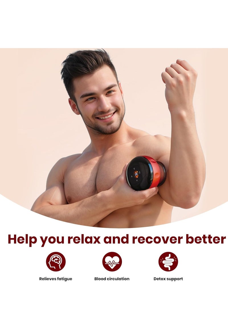 JAJEEK Smart Dynamic Cupping Therapy Set, 4-in-1 Cellulite Massager & Vacuum Therapy Machine, Gua Sha Massager Tool with 12 Temperature & Suction Levels, Red – Effective Cellulite Remover, Body Shaping & Relaxation - Image 5