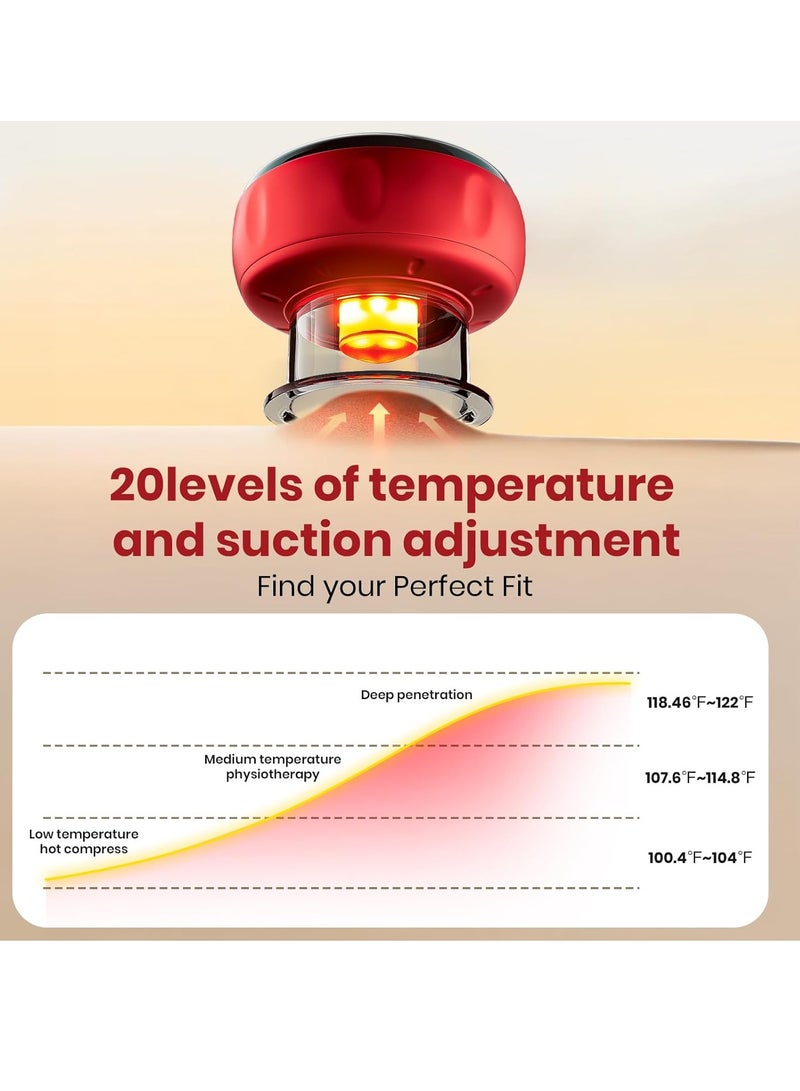 JAJEEK Smart Dynamic Cupping Therapy Set, 4-in-1 Cellulite Massager & Vacuum Therapy Machine, Gua Sha Massager Tool with 12 Temperature & Suction Levels, Red – Effective Cellulite Remover, Body Shaping & Relaxation - Image 4