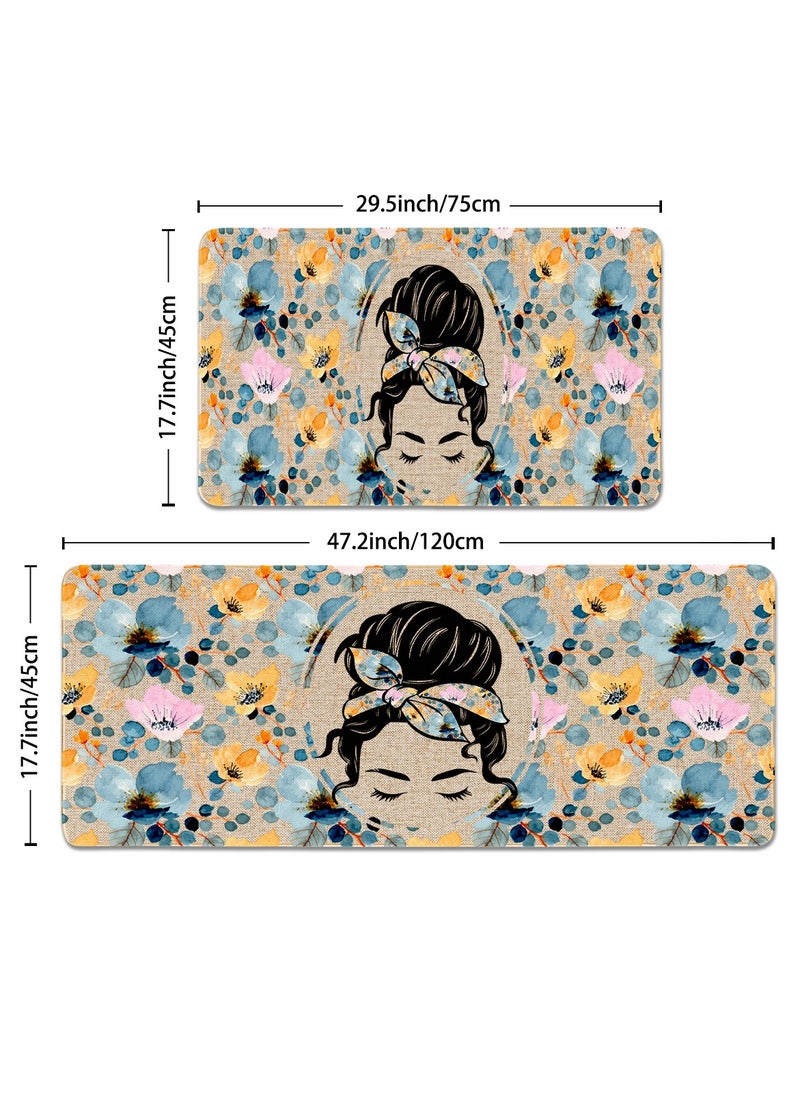 Generic 2 PCS Kitchen Floor Mats Rugs Set, Cushion Floor Carpet, Waterproof, Oil Resistant and Anti-Fatigue PU Standing Mat for Kitchen, Floor, Office, Sink, Laundry 45*75CM+45*120CM  - Image 5