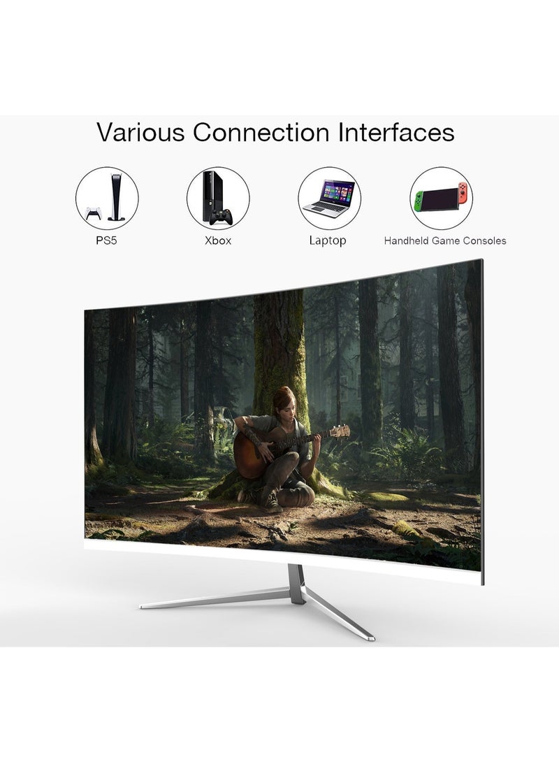 32-inch Gaming Curved Monitor Full HD 1080P 1920x1080 RGB Backlight Monitor, with 165Hz (Supports 144Hz) Refresh Rate and Eye-Care, AMD Freesync,1500R, 1xDP 1xHDMI (White) - Image 2