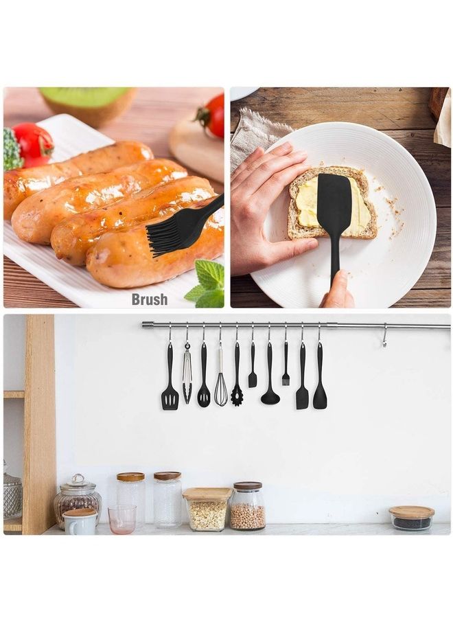 NIBEMINENT 10-Piece Kitchen Silicone Cooking Utensils Set Black one sizecm - Image 5
