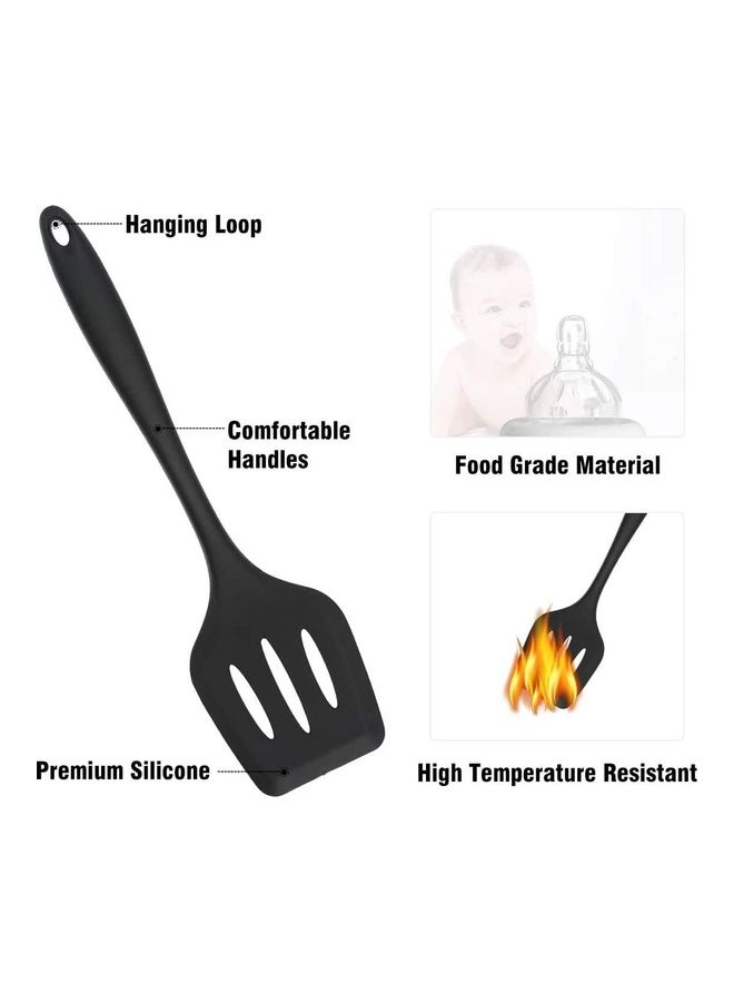 NIBEMINENT 10-Piece Kitchen Silicone Cooking Utensils Set Black one sizecm - Image 3