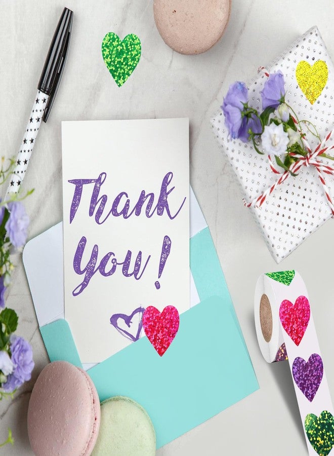 Daphilly 1000Pcs Heart Stickers,Glitter Stickers,1 inch Cute Love Labels for Valentine’s Day, Wedding, Invitation, Mother’s Day,Envelopes, Crafting, Scrapbooking, Gift, Award Charts,500 Labels Per Roll（2 roll - Image 3