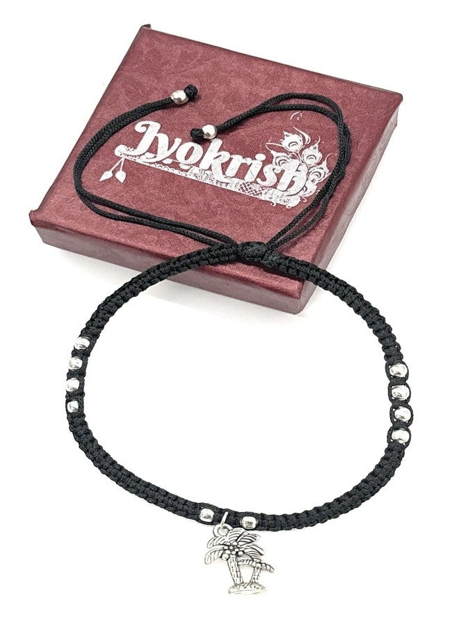 Jyokrish Handmade Adjustable Black Silk Thread Coconut Tree anklet For Women | girls | Nazariya |Payal | Nazar Battu |Free Size |Single Leg - Image 4