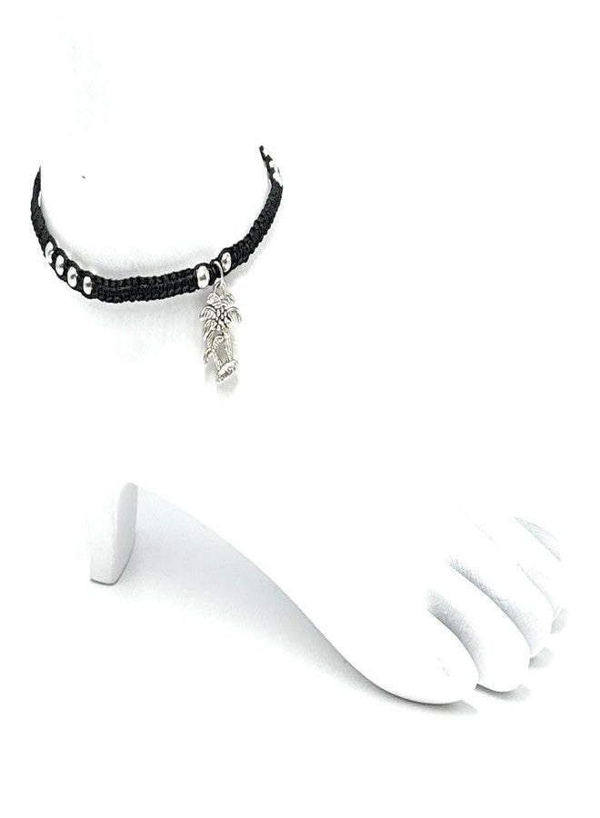 Jyokrish Handmade Adjustable Black Silk Thread Coconut Tree anklet For Women | girls | Nazariya |Payal | Nazar Battu |Free Size |Single Leg - Image 3