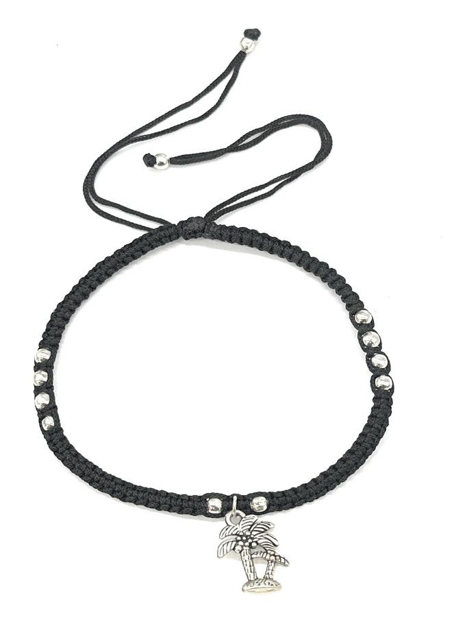 Jyokrish Handmade Adjustable Black Silk Thread Coconut Tree anklet For Women | girls | Nazariya |Payal | Nazar Battu |Free Size |Single Leg - Image 2