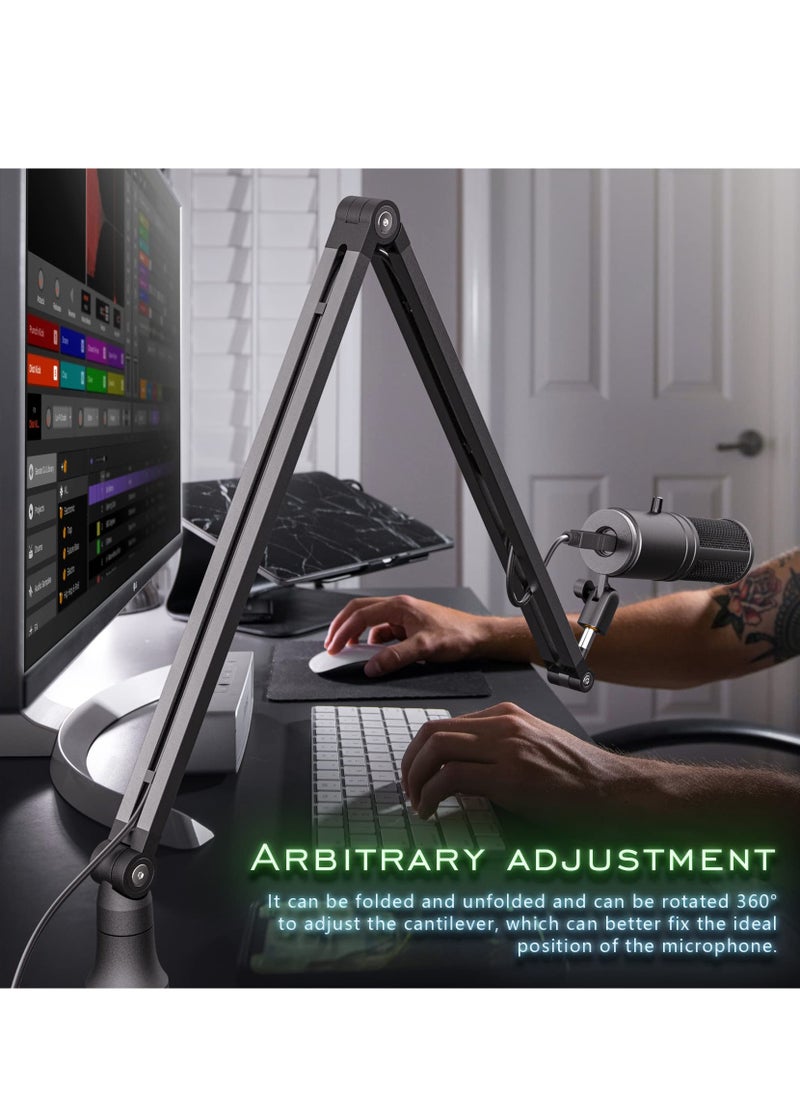 XiuWoo Mic Arm, Boom Arm 360° Rotatable Microphone Stand with Desk Mount, Foldable Desk Mic Arm with 3/8 to 5/8 inch Screw Adapter, Microphone Arm for Live Streaming, Gaming, Podcasting  - Image 3