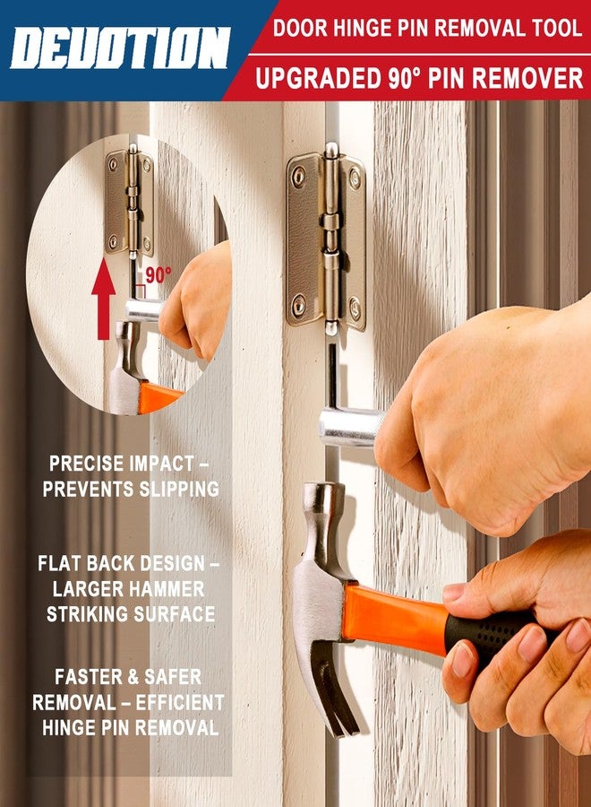DEUOTION Door Hinge Pin Removal Tool - Carbon Steel Door Hinge Tool with 90° Pin Remover, Spring Steel Retaining Clip & Rubber Sleeve, Quick & Easy Door Pin Adjustment, Universal Hinge Tool - Image 3