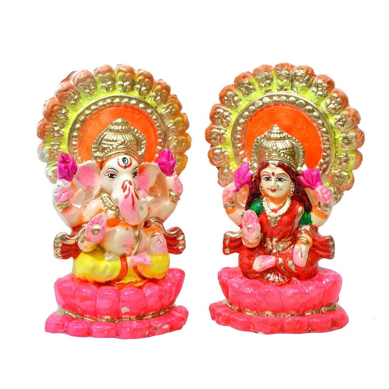 Yashvin BALAJI E RETAIL® @ Beautiful Laxmi Ganesh Murti for Diwali Puja Lakshmi Ganapati Murti for Home Office Diwali Puja Religious God, Handmade Terracotta Clay Statue, Idol of Clay Pooja Idols || TJ66 - Image 4