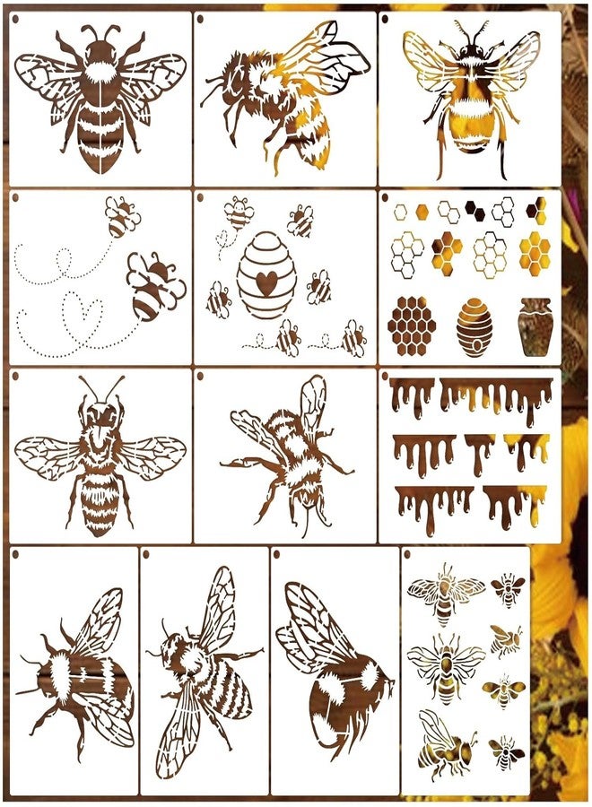 Devasya Crafts Honeycomb Bee Stencils for Wood, Wall, Cake & Canvas - Reusable Queen Bee Patterns (A5) - Image 1