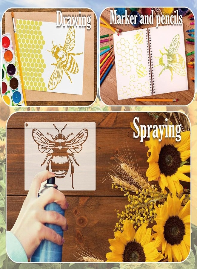 Devasya Crafts Honeycomb Bee Stencils for Wood, Wall, Cake & Canvas - Reusable Queen Bee Patterns (A5) - Image 3