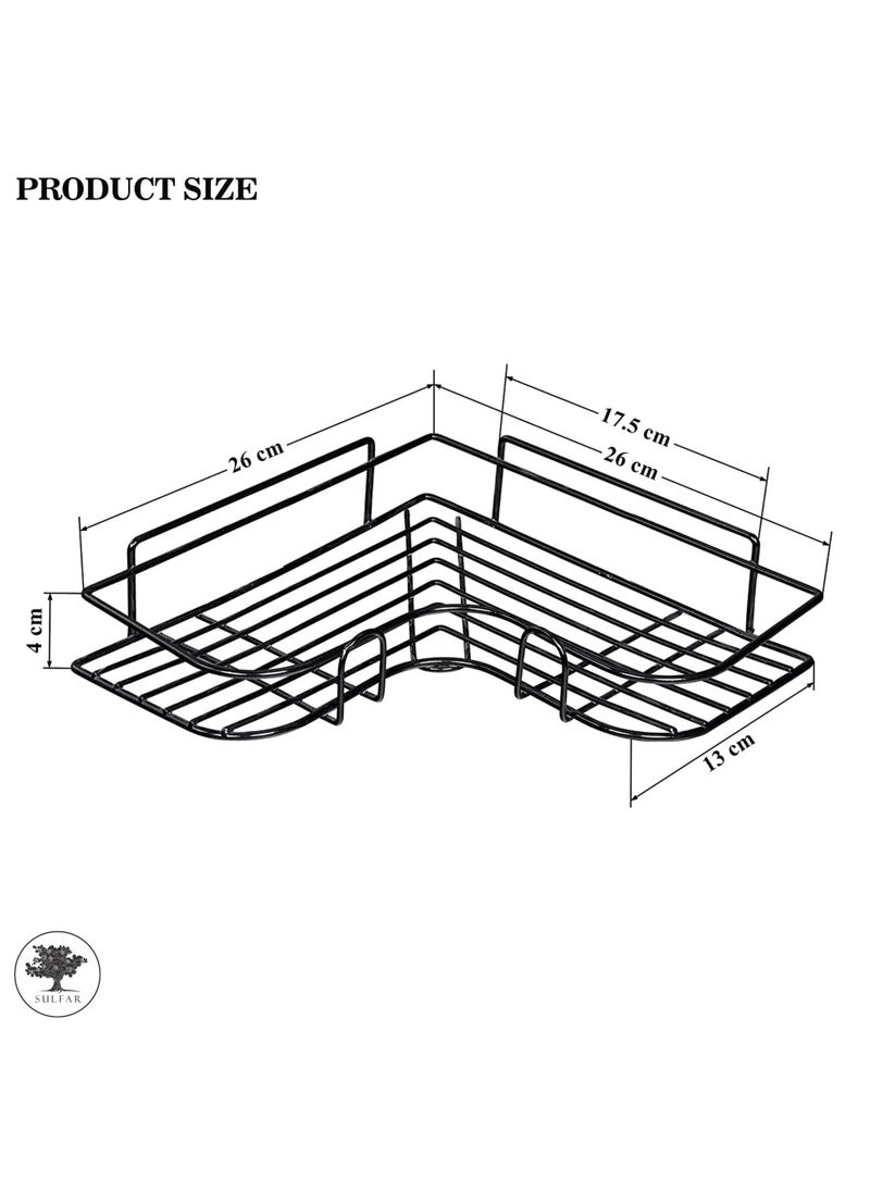 sulfar Metal Bathroom Organiser Without Drill Bathroom Corner Shelf Adhesive Stand for Corner Rack for Bathroom, Shampoo Holder Multipurpose Bathroom Shelf (Pack of 1)  - Image 2