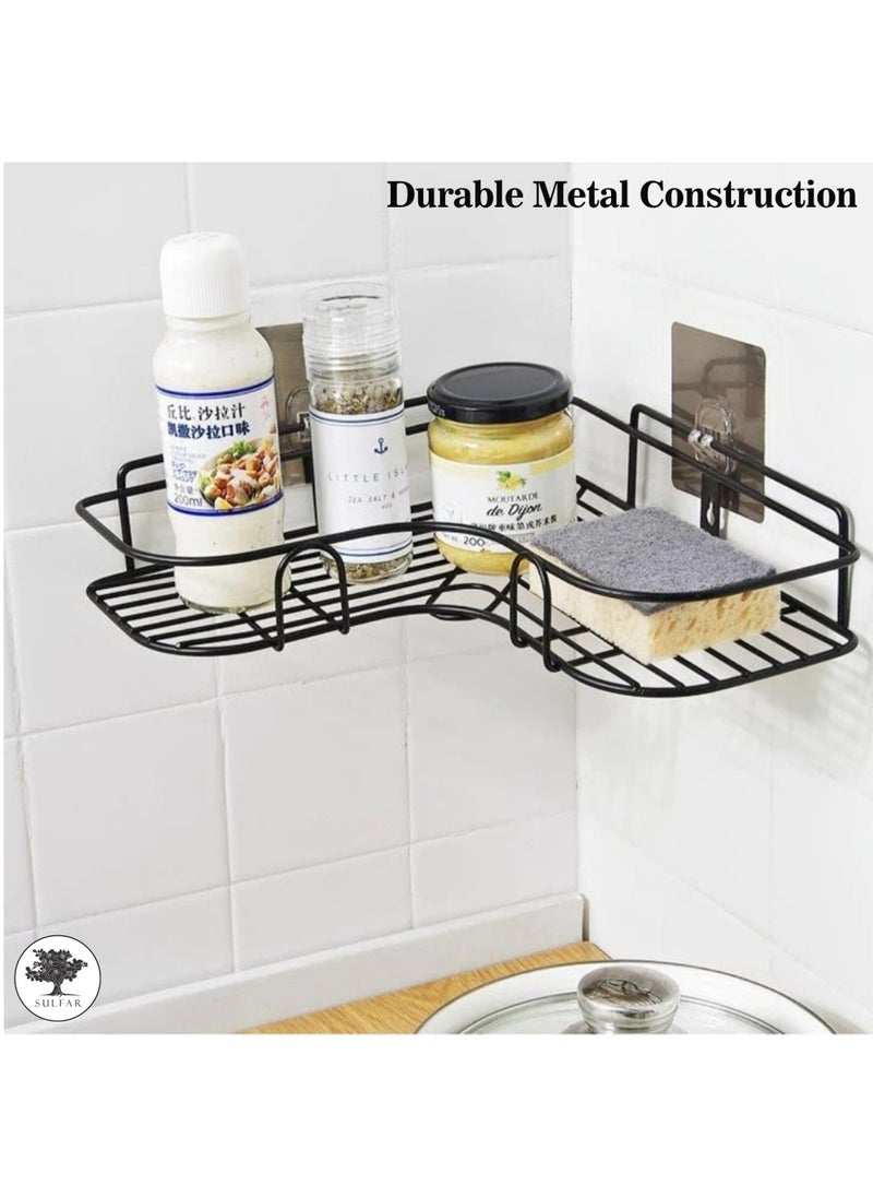 sulfar Metal Bathroom Organiser Without Drill Bathroom Corner Shelf Adhesive Stand for Corner Rack for Bathroom, Shampoo Holder Multipurpose Bathroom Shelf (Pack of 1)  - Image 4