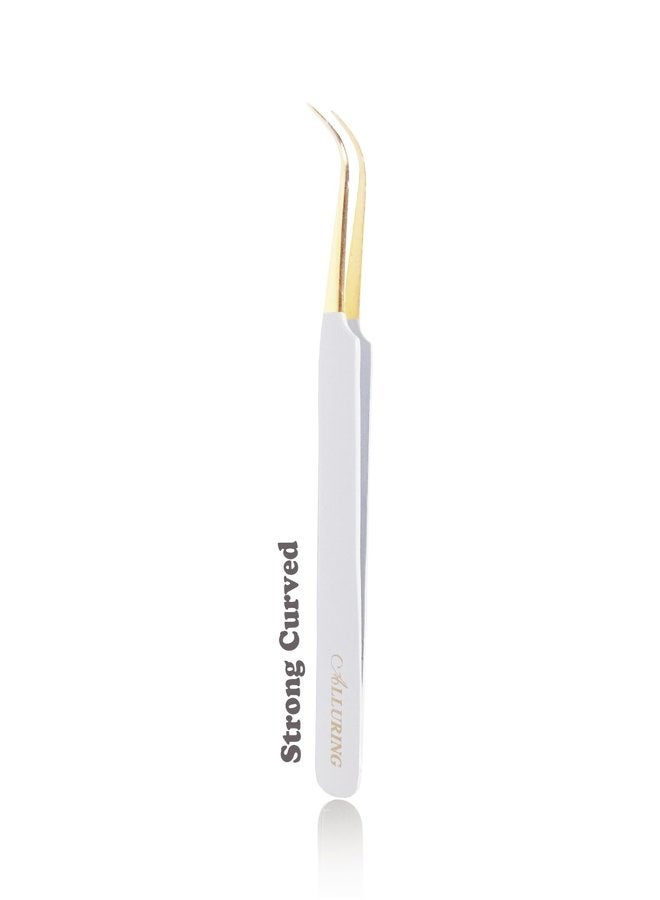 Alluring White with Gold Tip Tweezers for Eyelash Extension - Image 2