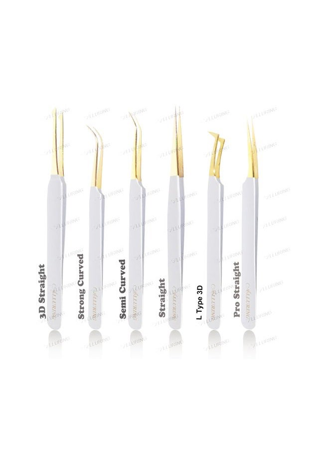 Alluring White with Gold Tip Tweezers for Eyelash Extension - Image 3