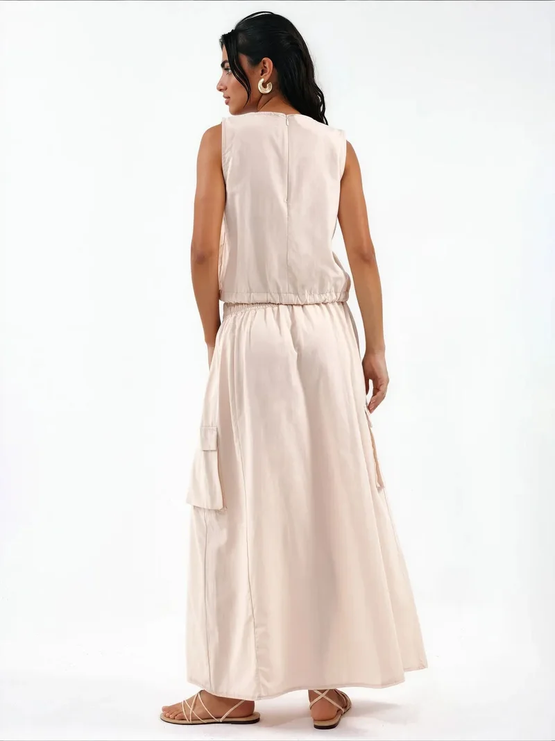 Jennyfer Stone Natural Cotton Viscose Two-Piece Coord for Women | Best Price UAE