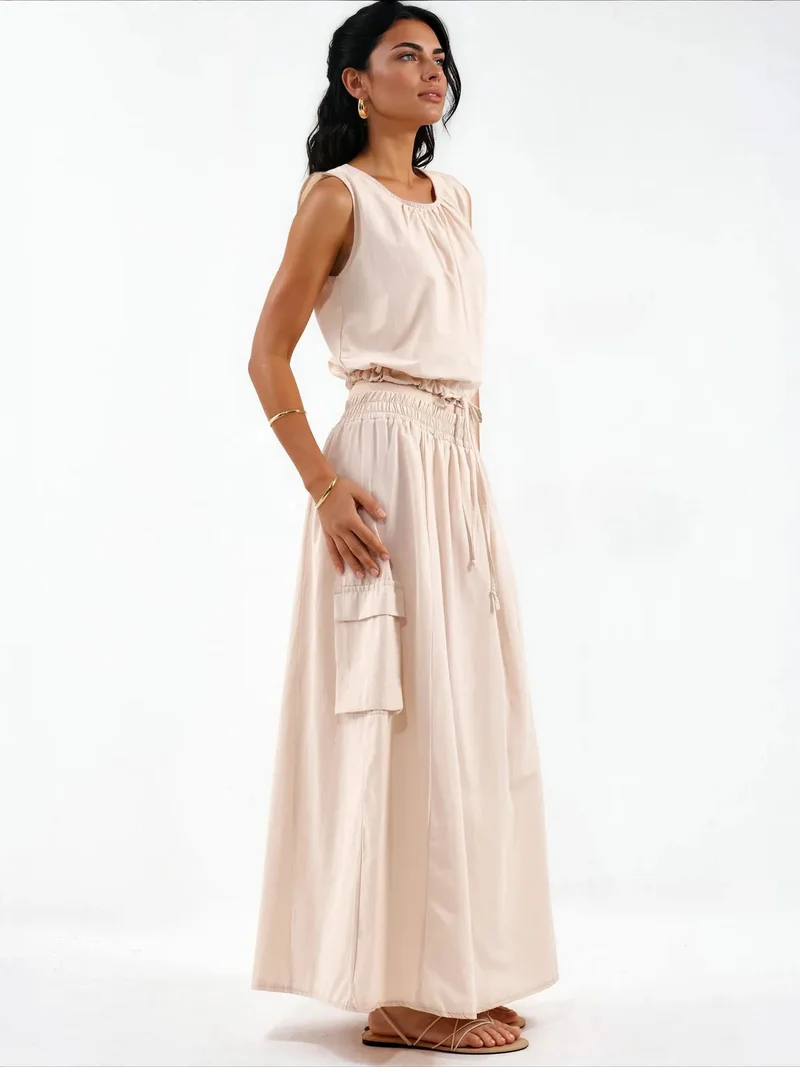 Jennyfer Stone Natural Cotton Viscose Two-Piece Coord for Women | Best Price UAE