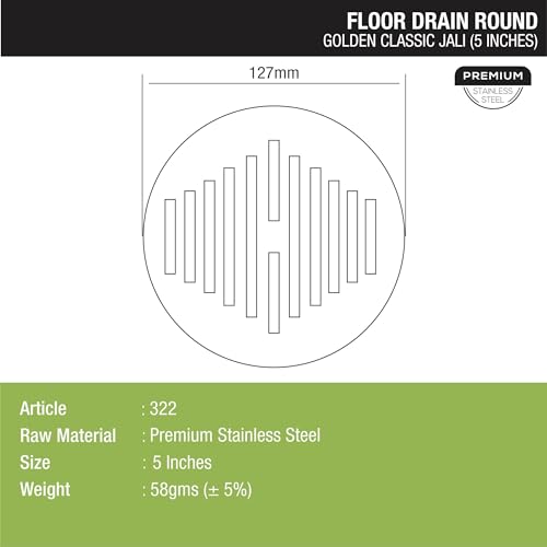 LIPKA Pack of 2 Golden Classic Jali Round Floor Drain|Premium Stainless Steel|5 Inches| - Image 2