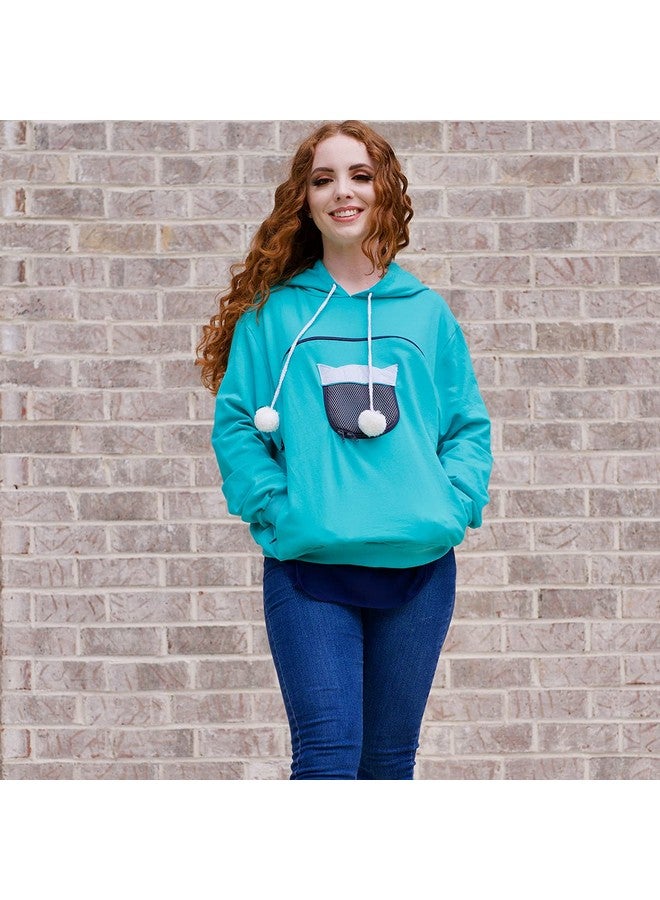 ALYC Unisex Hoodies Pet Holder Cat Dog Large Pouch Carriers Pullover with Cat Printing Sweatshirt (Green-M) - Image 2