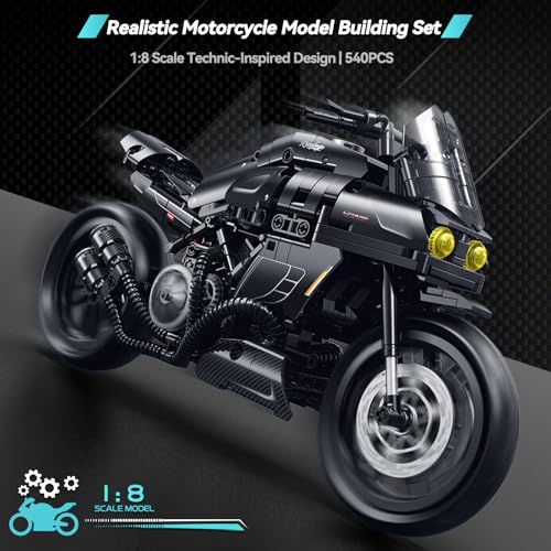 IBLOTIME Motorcycle Technic Model Kit 18 Scale 540 PCS Motorcycle Technic Building Set Realistic Steering Suspension System Great Birthday for Teens 14 and Adults - Image 5
