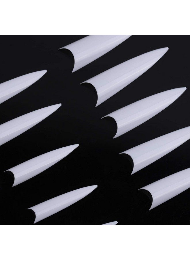 بي تي واي ام اس 600 قطعة من أطراف الأظافر الخنجرية للأظافر الأكريليكية والأظافر الصناعية الطويلة وغطاء المقبض وأظافر صناعية طبيعية وأطراف لأظافر البودرة المغموسة وأظافر البولي - Image 2