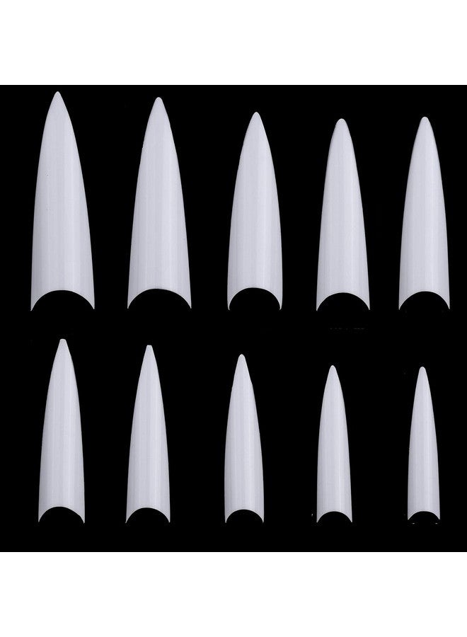 بي تي واي ام اس 600 قطعة من أطراف الأظافر الخنجرية للأظافر الأكريليكية والأظافر الصناعية الطويلة وغطاء المقبض وأظافر صناعية طبيعية وأطراف لأظافر البودرة المغموسة وأظافر البولي - Image 1