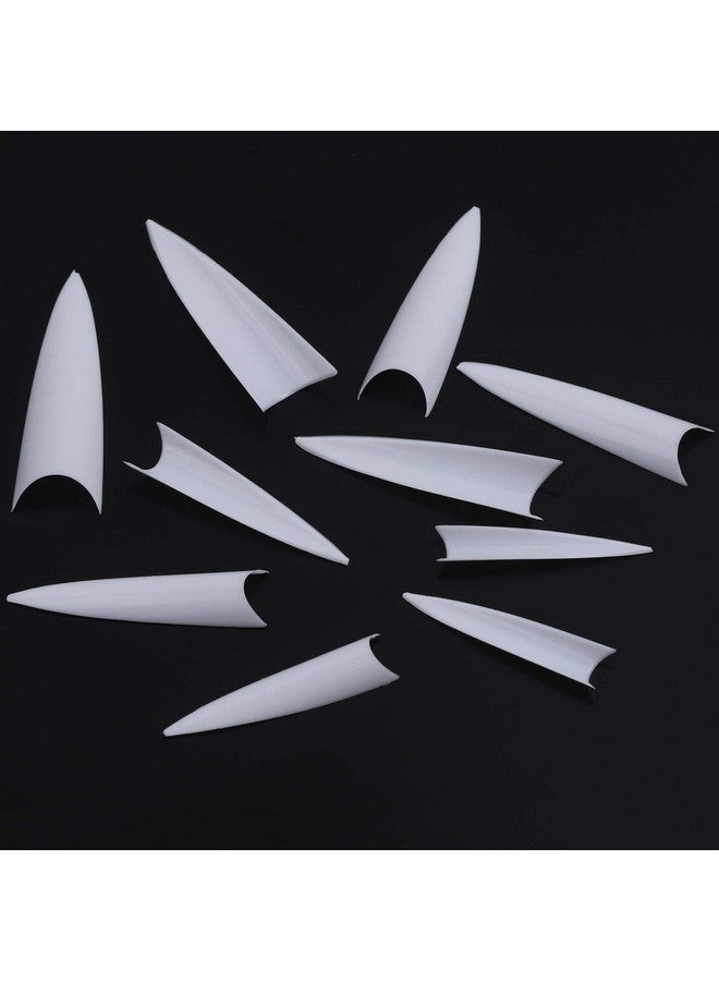 بي تي واي ام اس 600 قطعة من أطراف الأظافر الخنجرية للأظافر الأكريليكية والأظافر الصناعية الطويلة وغطاء المقبض وأظافر صناعية طبيعية وأطراف لأظافر البودرة المغموسة وأظافر البولي - Image 3