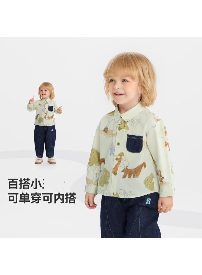Pure Cotton] Baby Long Sleeve Shirt Jacket Boys Spring And Autumn Clothes 2025 New Children's Casual Top Girls - Image 5