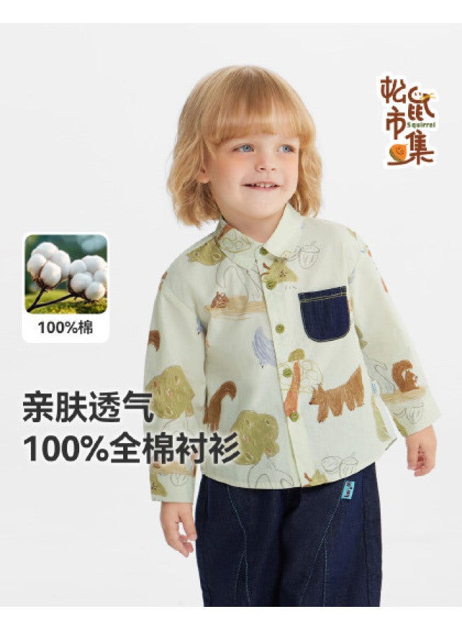 Pure Cotton] Baby Long Sleeve Shirt Jacket Boys Spring And Autumn Clothes 2025 New Children's Casual Top Girls - Image 1