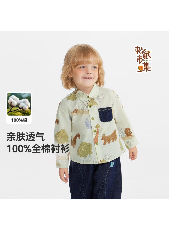 Pure Cotton] Baby Long Sleeve Shirt Jacket Boys Spring And Autumn Clothes 2025 New Children's Casual Top Girls - Image 2
