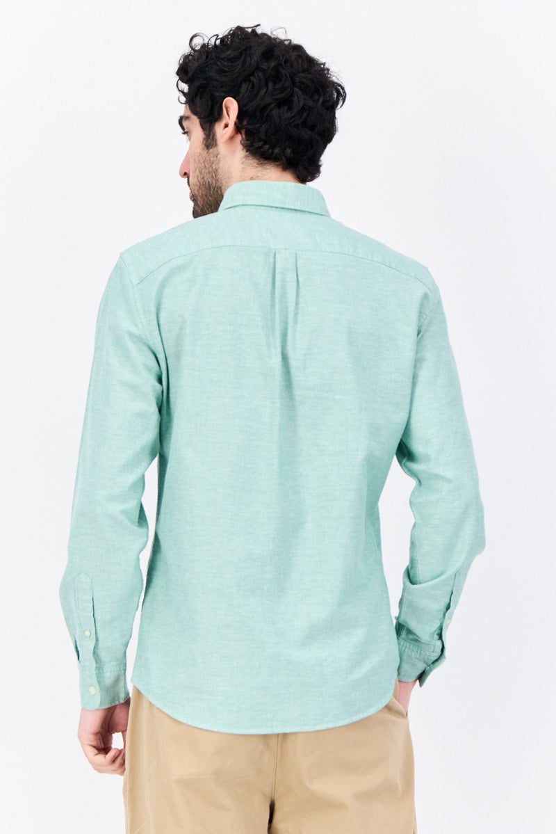 GAP Men Standard Fit Chambray Long Sleeves Casual Shirt, Light Green - Image 4