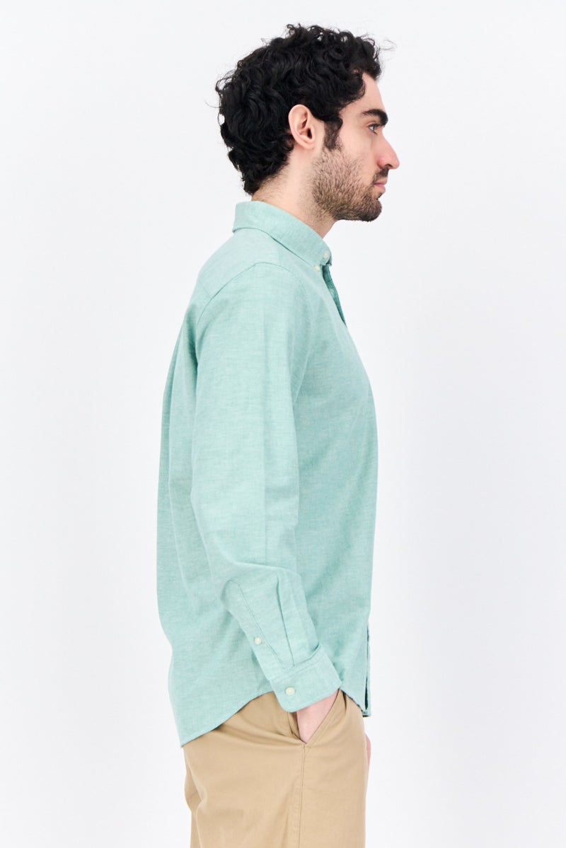 GAP Men Standard Fit Chambray Long Sleeves Casual Shirt, Light Green - Image 2