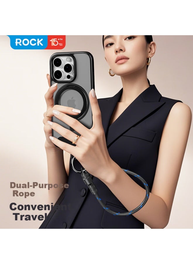 Rock W Type-c To Lightning 2-in-1 Charging Cable With Phone Strap For Iphone 14/13 Pro Max/12/11 And Ipad, 30cm, Black - Image 3