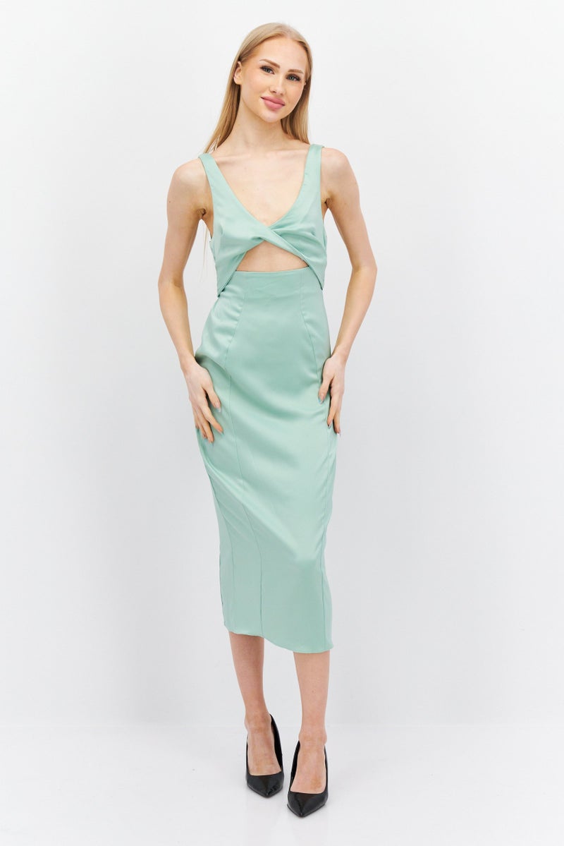 ASOS Women Plain Midi Dress, Green - Image 1
