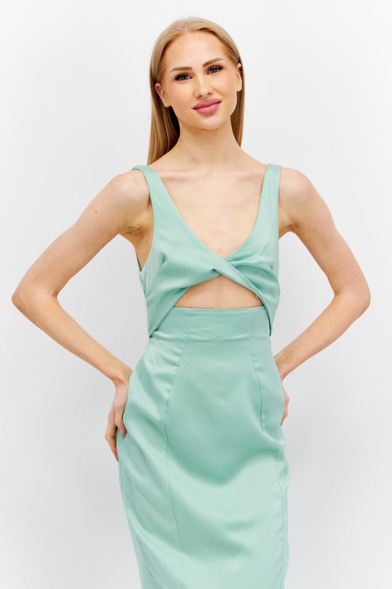 ASOS Women Plain Midi Dress, Green - Image 3