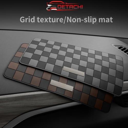 DETACHI Car Dashboard Mat Anti-Slip Rubber Pad Universal Non Slip Car Magic Dashboard Accessories Sticky Adhesive Mat for Phones Sunglasses Keys Electronic Devices and More Use (Black/Grey)Chess Desig - Image 5