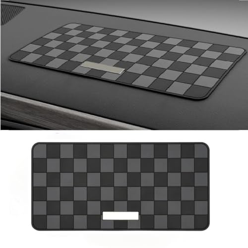 DETACHI Car Dashboard Mat Anti-Slip Rubber Pad Universal Non Slip Car Magic Dashboard Accessories Sticky Adhesive Mat for Phones Sunglasses Keys Electronic Devices and More Use (Black/Grey)Chess Desig - Image 1