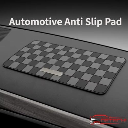 DETACHI Car Dashboard Mat Anti-Slip Rubber Pad Universal Non Slip Car Magic Dashboard Accessories Sticky Adhesive Mat for Phones Sunglasses Keys Electronic Devices and More Use (Black/Grey)Chess Desig - Image 3