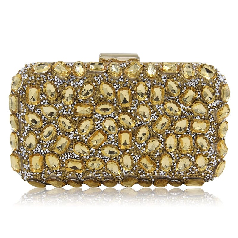 Milisente Clutch Purses For Women Crystal Clutches Evening Bags Gemstone Clutch Purse For Wedding FormalGold