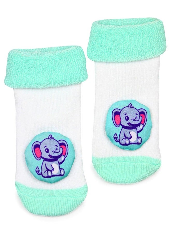 USOXO New Born Baby Soft Cotton Cute stylish Cartoon Character Face Terry (Towel) Socks Shoes | Booties Pack of 2, 3-6 Months (Multicolor),30 - Image 4