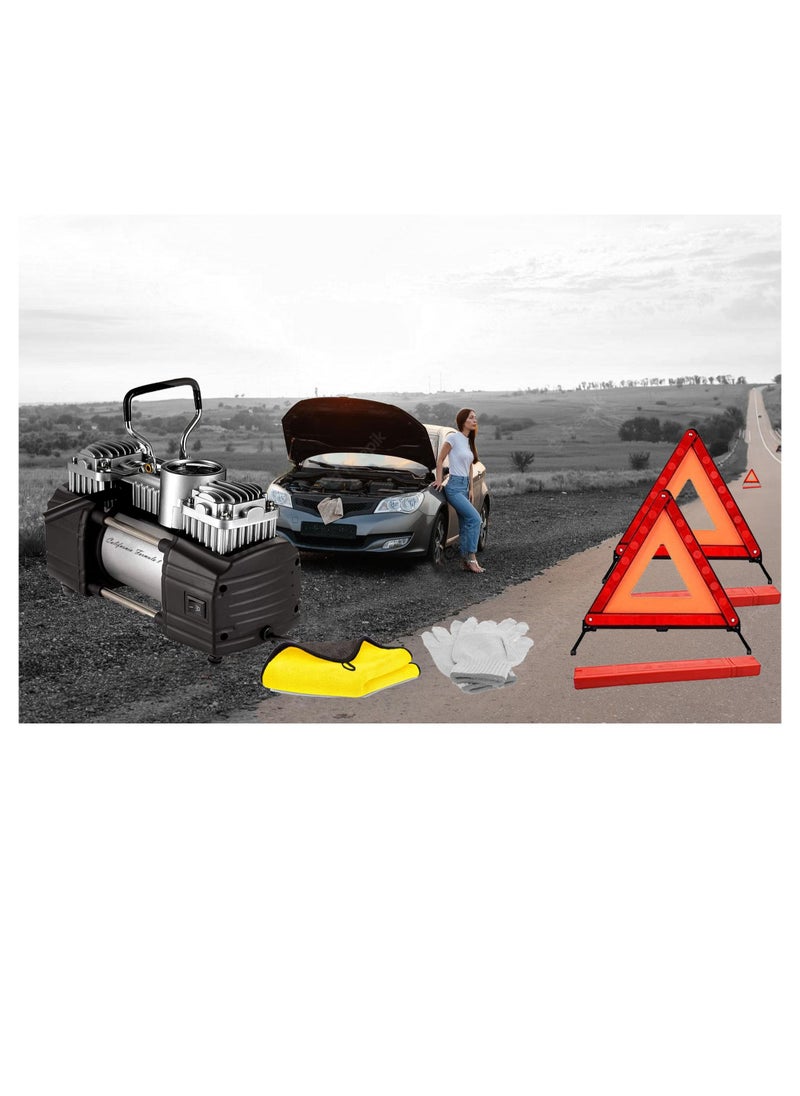California formula-T California Car Air compressor with Emergency Warning Triangle kit  - Image 1