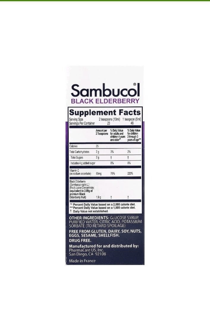 Sambucol Black Elderberry Syrup For Kids Ages 2+ Berry Flavor 4 Fl Oz 120 Ml - Image 2